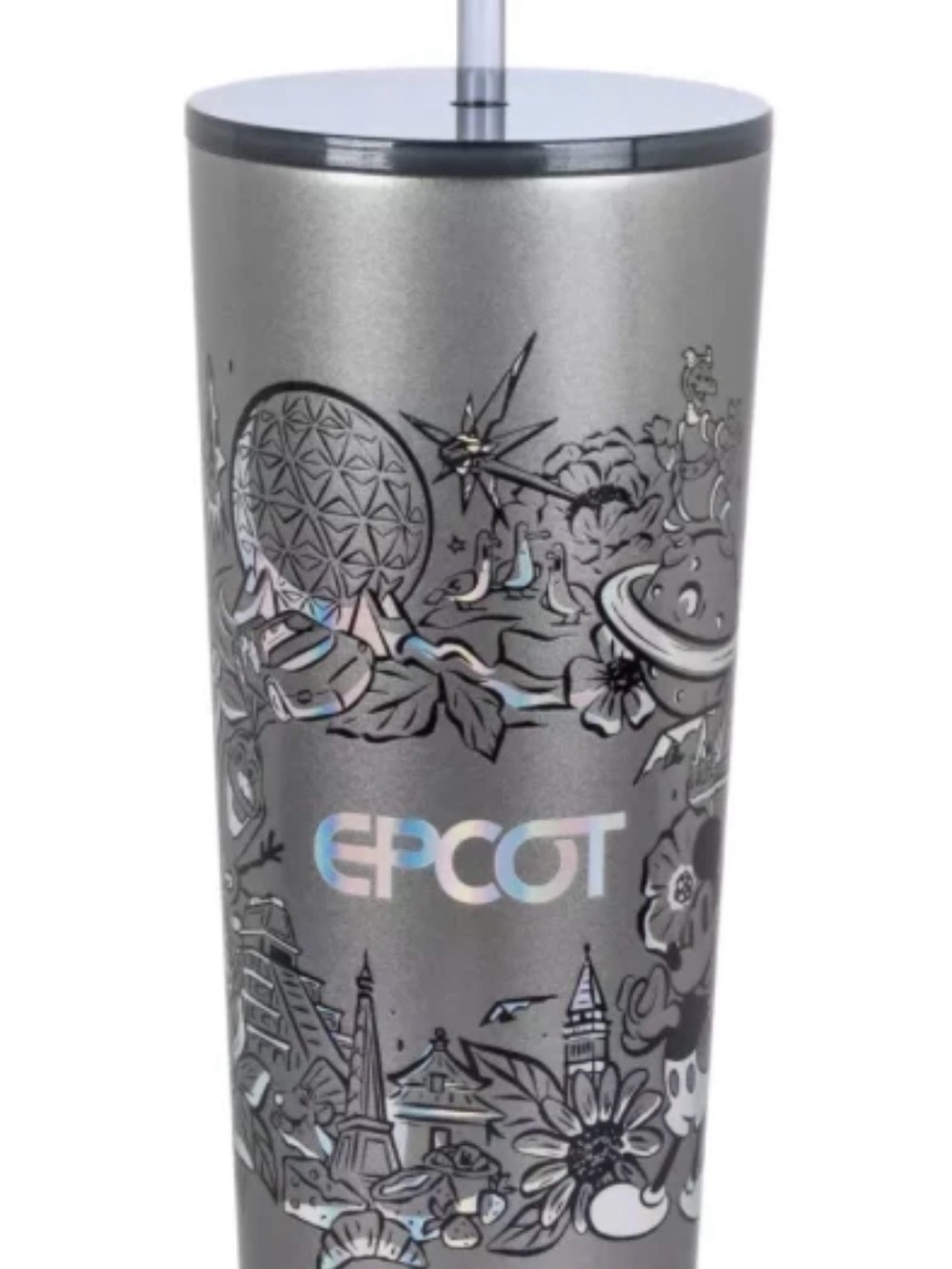 Disney Starbucks Epcot Icons Metal Tumbler Cup with Straw